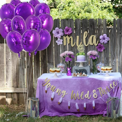 TONIFUL 30Pcs 18 Inch Large Purple Round Shape Foil Balloons Big Purple Circle Helium Mylar Ballons for New Year Halloween Chrismas Birthday Wedding Anniversary Engagement Party