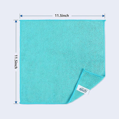 HOMEXCEL Microfiber Cleaning Cloth, 8 Pack Cleaning Rags, Cleaning Towels with 4 Color Assorted, 11.5"X11.5"(Green/Blue/Yellow/Pink)