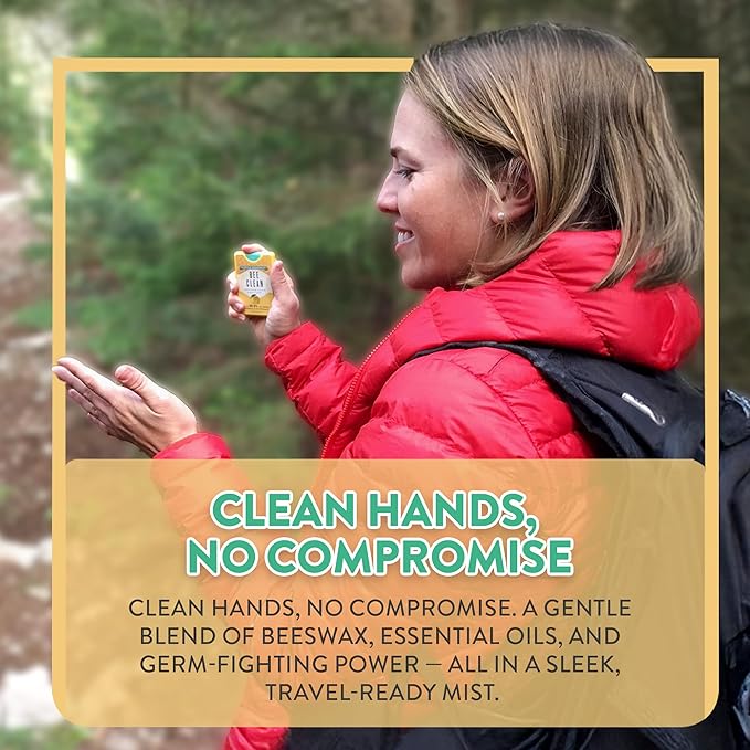 Organic Beeswax Hand Sanitizer Spray - 4-Pack (2 Lavender + 2 Citrus Peppermint), Travel Size Mist Spray with Organic Ethyl Alcohol, Moisturizing with Essential Oils, Non-Toxic, Made in USA