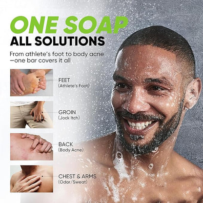 Roycederm Antifungal Soap Bar - Helps with Athlete’s Foot, Jock Itch, Ringworm for Active Skin - Relieves Itching Burning Scaling and Discomfort with Tea Tree Oil, Charcoal & Volcanic Ash