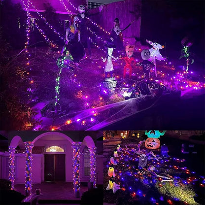 WATERGLIDE 1000 LED Halloween String Lights, 328 FT Green Wire LED Decorative Fairy Lights with Remote & 8 Modes, Waterproof for Outdoor Xmas Holiday Party Garden Wedding Home Decor, Orange & Purple