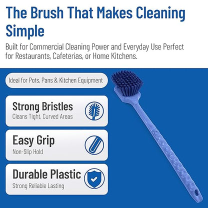 SPARTA 40501EC14 Plastic Large Scrub Brush, Kitchen Brush, Utility Brush With Long Handle For Cleaning, 20 Inches, Blue, (Pack of 6)