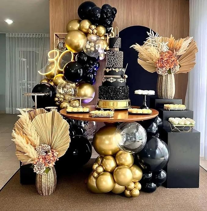KALOR 12 Inch Metallic Gold Balloons, 50 Pcs Latex Helium Metallic Balloons for Kid's Birthday Party, Baby Shower, Wedding, Graduate Party Decorations