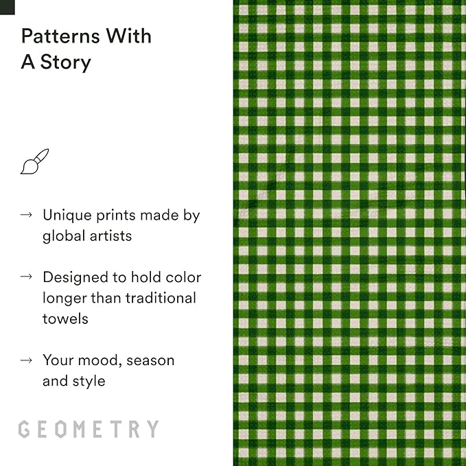 GEOMETRY Kitchen Towel – Spring & Summer Quick Dry Microfiber Dish for Kitchen Drying – Premium Quick Dry, Merry Green