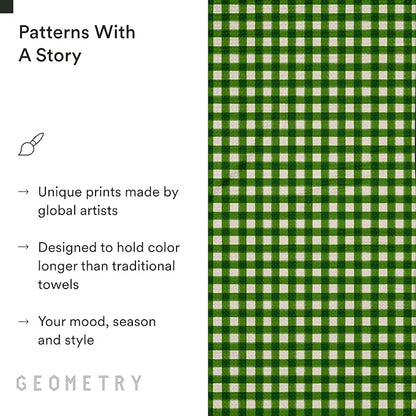 GEOMETRY Kitchen Towel – Spring & Summer Quick Dry Microfiber Dish for Kitchen Drying – Premium Quick Dry, Merry Green