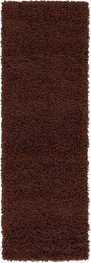 Unique Loom Solid Shag Collection Area Rug (2' 2" x 6' 5" Runner, Chocolate Brown)