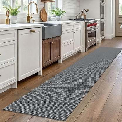 EARTHALL Woven Runner Rug 2x10 Ft Washable Runners for Hallways Long Cotton Non Slip Rubber Backed Kitchen Runner Braided Indoor Floor Carpet for Entryway, Hallway, Kitchen, Dark Gray