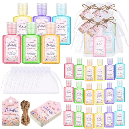 Frienda 24 Sets Butterfly Baby Shower Hand Sanitizer Gift Set Travel Size Hand Sanitizer Gift Bulk Mini a Little Butterfly Is on the Way for Baby Shower Gender Reveal Appreciation Guest Gifts