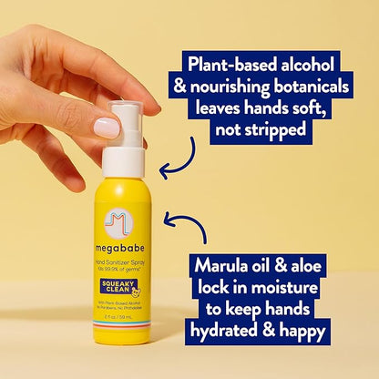 Megababe Squeaky Clean Spray Hand Sanitizer 2 oz - 3 Pack