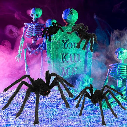 Dreampark Realistic Hairy Spider Decorations - 8 Pcs Scary Spider Props for Indoor/Outdoor House Yard Creepy Halloween Decor