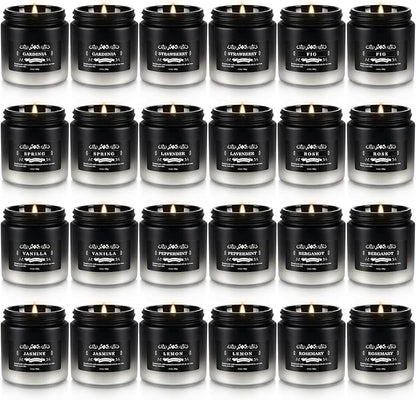 24 Pack Scented Candles with Added Natural Essential Oils, 3.5oz, Suitable for Various Festivals, Parties, Yoga, and Home Scened