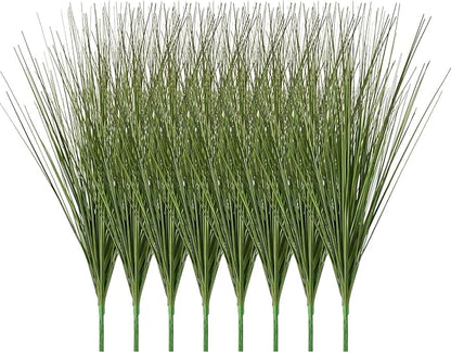 VEVOR Artificial Grass Plant, 27 inch Faux Onion Grass Fake Greenery Shrubs Plant, Premium PVC for Indoor Outdoor House Home Garden Office Room Décor, Housewarming, 8 Pack Green