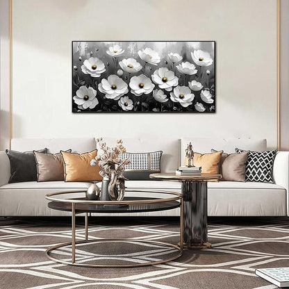 Black and White Flower Canvas Wall Art With Black Wood Frames Large Modern Canvas Prints Framed Wall Art for Living Room Bedroom Home Office Size 20x40