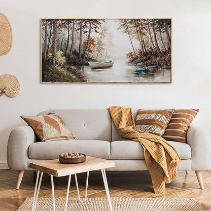 KLAKLA Vintage Framed Wall Art - Paintings with Frame Canvas Antique Wall Decor Retro Landscape Tree Picture for Living Room Prints Artwork for Walls Bedroom Office Home Decoration - 40x20 Inches