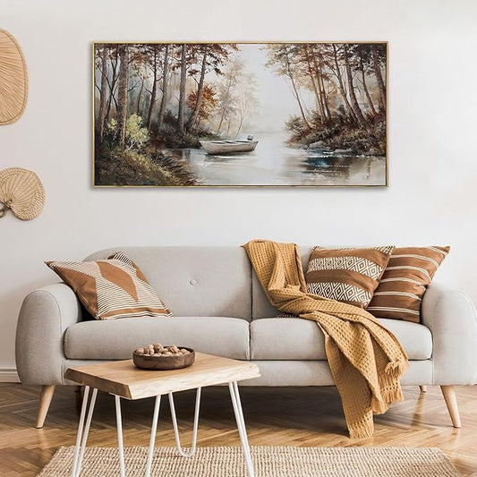 KLAKLA Vintage Framed Wall Art - Paintings with Frame Canvas Antique Wall Decor Retro Landscape Tree Picture for Living Room Prints Artwork for Walls Bedroom Office Home Decoration - 40x20 Inches