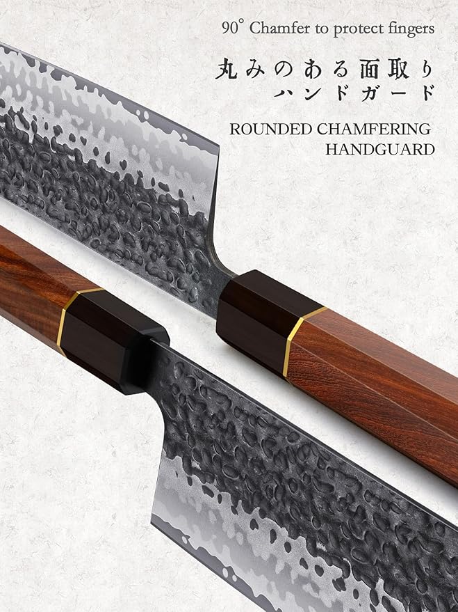 7 Inch Nakiri Knife, Japanese Hand Forged Asian Chopping Chef Knife, Professional Meat Vegetable Cleaver Kitchen Knife with Ergonomic Handle