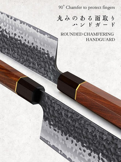 7 Inch Nakiri Knife, Japanese Hand Forged Asian Chopping Chef Knife, Professional Meat Vegetable Cleaver Kitchen Knife with Ergonomic Handle