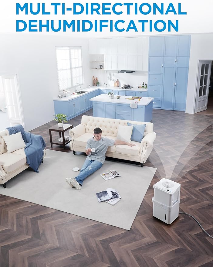 Midea Cube 50 Pint Dehumidifier for Basement and Rooms at Home for up to 4,500 Sq. Ft., Smart Control, Compatible with Alexa (White), Drain Hose Included, ENERGY STAR Most Efficient 2023
