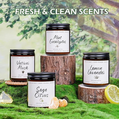 Scented Candle for Home | Sage Citrus Candle | Aromatherapy Candles - Soy Candles for Home Scented, Gifts for Women Men, Citrus Fragrance -7oz, Single Wick Made with Soy Wax