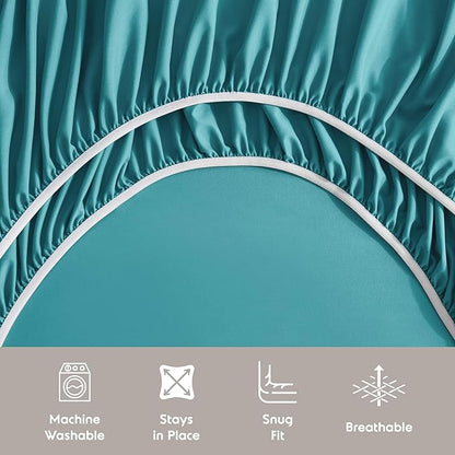 Nestl Full XL Sheet Set - Luxury 1800 Ultra-Soft Microfiber Full Extra Long Bed Sheets - Double Brushed - Deep Pockets - Easy Fit - 4 Piece Set - Bedding Sheets & Pillowcases (Full XL, Teal)