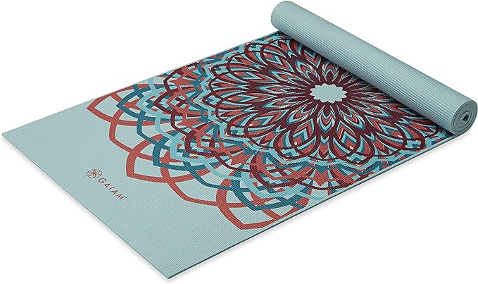 Gaiam Yoga Mat - Premium 6mm Print Extra Thick Non Slip Exercise & Fitness Mat for All Types of Yoga, Pilates & Floor Workouts (68"L x 24"W x 6mm Thick)