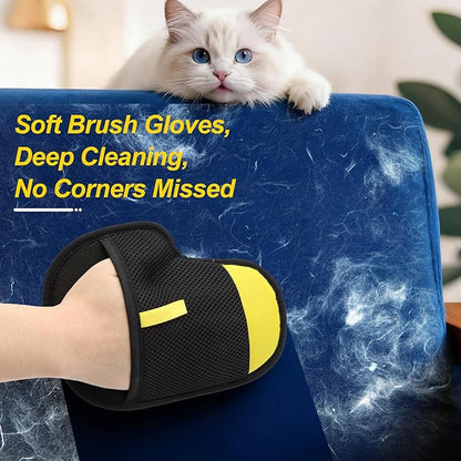 Pet Hair Removal Glove for Dogs and Cats,1 PCS Upgraded Double Sided Electrostatic Pet Hair Removal Gloves,Reusable Pet Cat Dog Hair Remover Gloves for Couch,Carpet,Bed Sheets,Blankets,Clothes