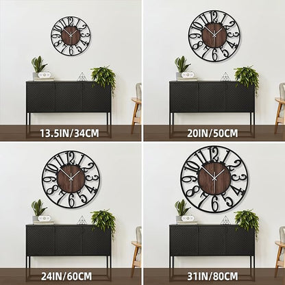 Large Wall Clock for Living Room Decor, 16 Inch Non Ticking Silent, Battery Operated Modern Vintage Oversized Wall Clock for Bedroom Kitchen