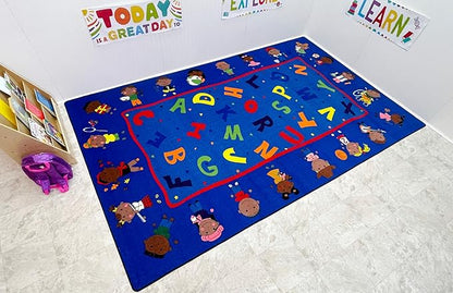 Friends Together Friendship Classroom Rug, 7'6" x 12' Rectangle, Educational Classroom Rug, Kids Learning Play Mat | Area Rug for Bedroom or Playroom