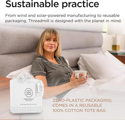 Threadmill Twin XL Sheet Sets | 656 Thread Count Supima Cotton Sheets for Twin XL Mattress | Solid Sateen Bed Sheets Set |16” Deep Pocket | Soft Breathable 3-Piece Cooling Sheet Set | White
