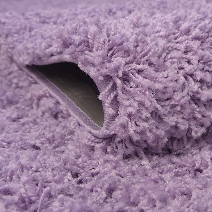 Unique Loom Solid Shag Collection Area Rug (7' 1" Round, Lilac)