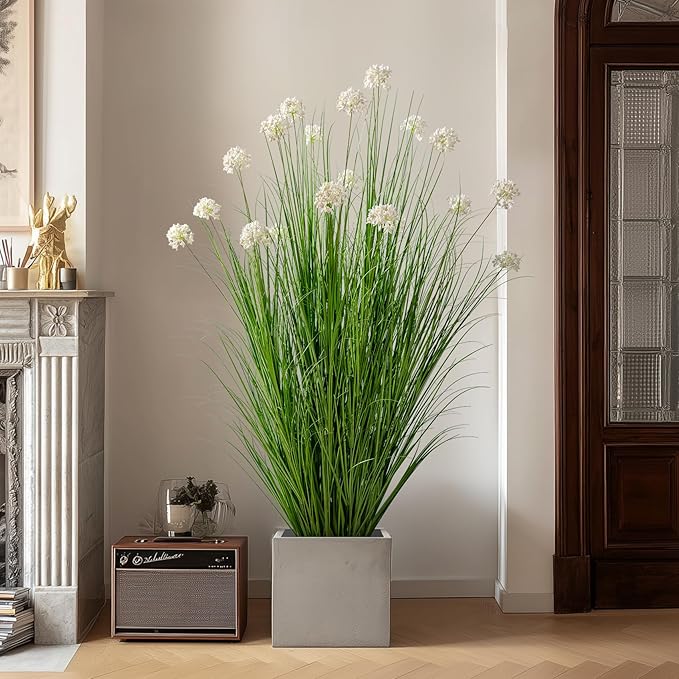 57in Lifelike Artificial Tall Grass Plant with 19 Lifelike Dandelion Flower and Non-Toxic,odorless Fake Tall Frass Plant Fake Plants for Indoor Decoration,Home Decor