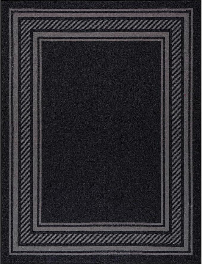 Beverly Rug Non Slip Area Rugs 3x5 Modern Bordered Non Skid Rubber Backing Soft Area Rug for Living Dining Room Easy to Clean Non Shedding Kitchen Bedroom Indoor Carpet 3 x 5 Black