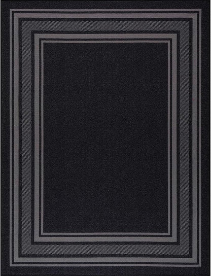 Beverly Rug Non Slip Area Rugs 3x5 Modern Bordered Non Skid Rubber Backing Soft Area Rug for Living Dining Room Easy to Clean Non Shedding Kitchen Bedroom Indoor Carpet 3 x 5 Black
