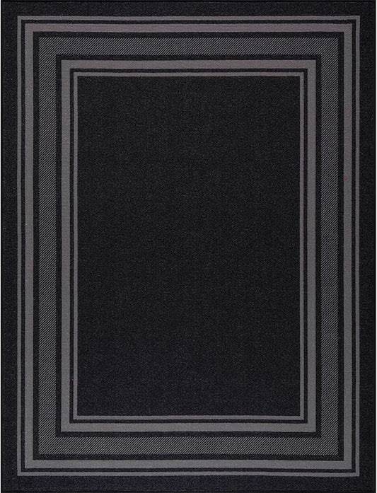 Beverly Rug Non Slip Area Rugs 8x10 Modern Bordered Non Skid Rubber Backing Soft Area Rug for Living Dining Room Easy to Clean Non Shedding Kitchen Bedroom Indoor Carpet 8 x 10 Black