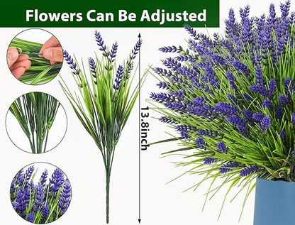 Artificial Plants Outdoor, 22 Pcs Fake Flowers UV Resistant Outdoor Lavender Artificial Flowers, Plastic Faux Plants Greenery Shrubs for Home Porch Garden Yard Window Box