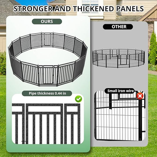 Dog Fence Outdoor for Yard Dog Playpen Indoor 40" Height 16 Panels Portable Puppy Playpen Dog Kennel for RV Camping(Black-Silver)