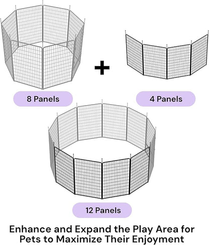 SunsGrove Dog Playpen Outdoor, Heavy Duty 45 Inch 4 Panels Play Pen for Large Dogs, Free and Safe Play Dog Fence, Black