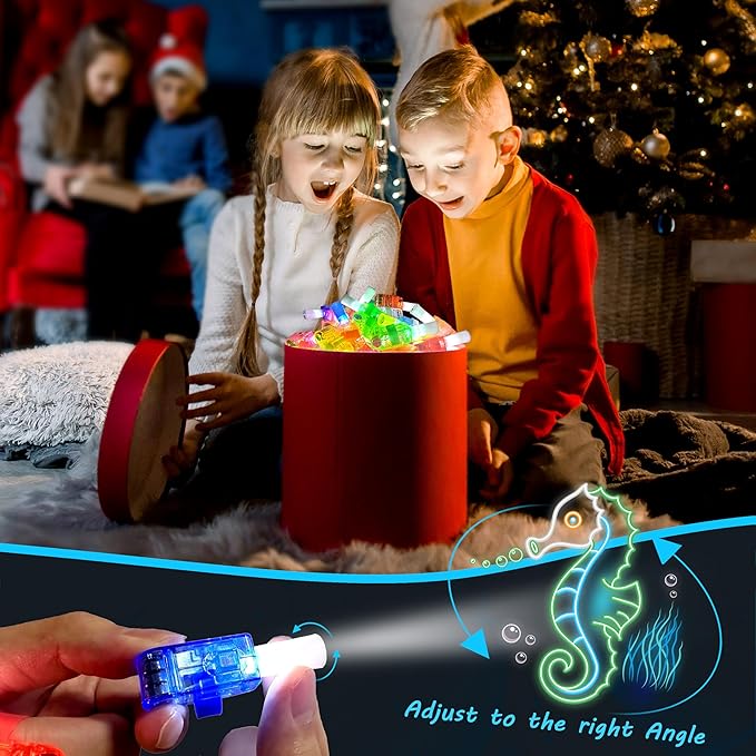 24PCS Under the Sea Party Favors-Summer Beach LED Finger Lights：Glow-in-the-Dark Light-Up Toys Bulk for Kids,Ocean Birthday Party Decorations Supplies,Goodie Bags Stuffers, Classroom Prizes Gifts