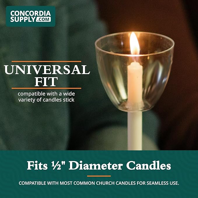 Concordia Supply Clear Shield Candle Drip Protectors - (Pack of 250) Wax Catcher for Candlesticks, Convenient for Church Vigils, Memorial, Congregational Candles, & Christmas Eve Candles