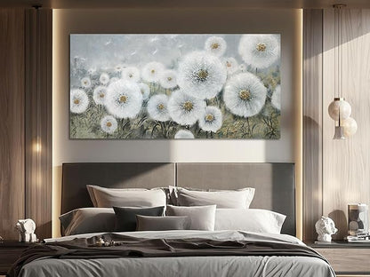Ardemy Dandelion Wall Art Large Floral Pictures Wall Decor Living Room Flowers Paintings Textured Artwork for Walls Bedroom Kitchen Dining Room Home Office, 48"x24"