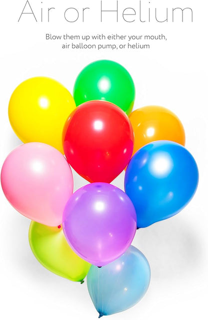 Dusico® Balloons Rainbow Set (100 Pack) 12 Inches, Assorted Bright Colors, Made With Strong Multicolored Latex, For Helium Or Air Use. Kids Birthday Party Decoration Accessory
