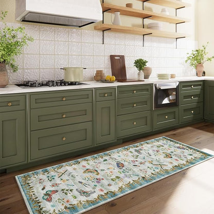 Machine Washable Runner Rug for Entryway: 2'x6' Kitchen Rugs Stain Resistant Non Slip Low Pile Soft Carpet Runners for Hallways Indoor Entryway Kitchen Beside Bedroom Living Room Farmhouse