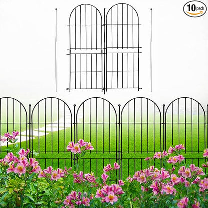 Decorative Garden Fence 31in (H) x10ft (L), 10 Pack No Dig Fence Animal Barrier for Dog, Arched Flower Bed Edging, Wire Border Panel Fencing for Yard Patio Outdoor Decor