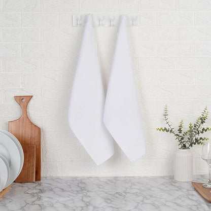 Blue Needles Waffle Weave Kitchen Towels, 15x25 Inches 100% Cotton Set of 6 Dish Towels for Kitchen, Ultra Soft & Absorbent with Hanging Loop, Spring Summer Dish Rags for Quick Drying - White