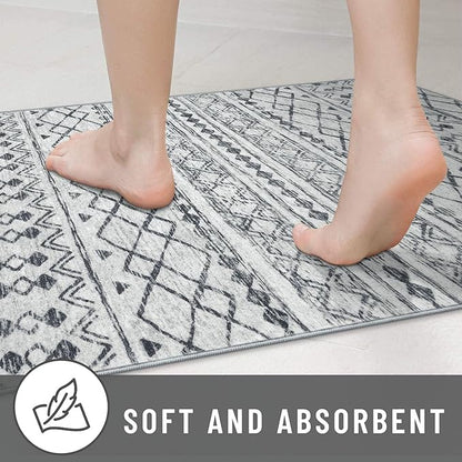 KUTA Area Rug 5x7 Grey, Washable Boho Large Living Room Moroccan Rugs Non-Slip, Ultra Soft Geometric Traditional Farmhouse Carpet for Dining Room Bedroom Dorm Office Home Décor