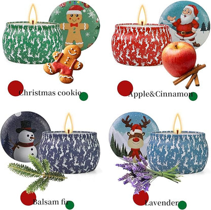 Christmas Candles, 4 Pack Scented Candles, Christmas Gifts for Women, Soy Candles Set, 120H Burning Time, Aromatherapy Candle for Meditation, Yoga, Relaxation, Bath, SPA, Ideal Gifts for Women