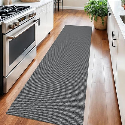 Braided Runner Rug 2x6 Ft Washable Runners for Hallways Non Slip Rubber Backed Kitchen Runners Cotton Entryway Runner Indoor, Woven Floor Carpet for Hall Kitchen Bedroom, Dark Grey/Grey