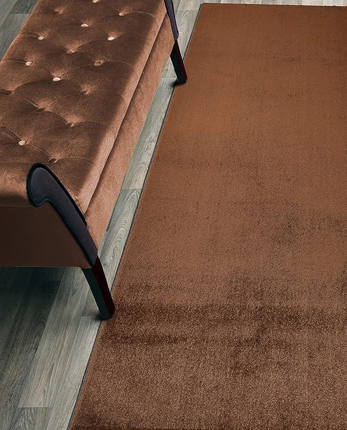Custom Cut Hallway Runner Rug, Slip Resistant, 31 Inch Wide X Your Choice of Length, Solid Brown, 31 Inch X 21 feet