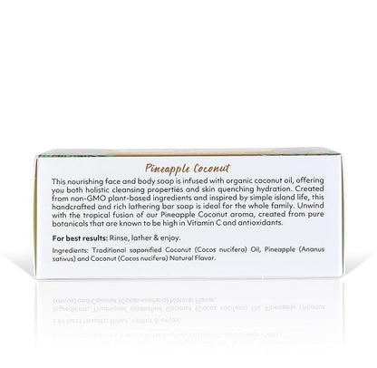 "Coco Fiji Soap Bar for Face and Body Infused With Organic Coconut Oil, Pineapple Coconut Essential Oil, Natural Soap for Moisturizing & Pore Purifying Skin, 7 oz, Pack Of 2 "