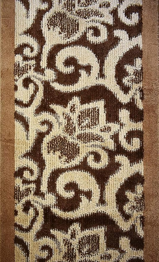Custom Size Lily Hallway Runner Rug Slip Resistant, 26 Inch Wide x Your Choice of Length Size, Brown, 26 Inch X 11 Feet, Sold and Priced Per Foot